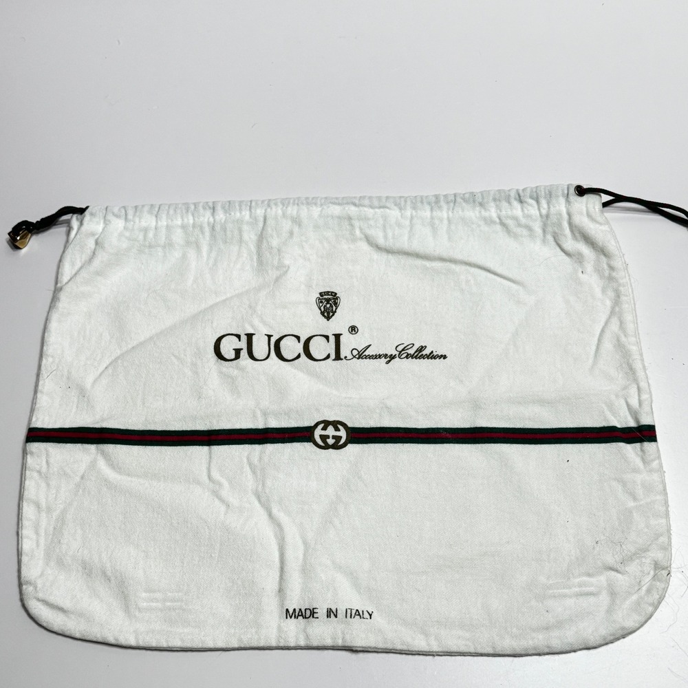 Gucci Accessory Collection Vintage White Cotton Drawstring Dust Bag Italy Large
